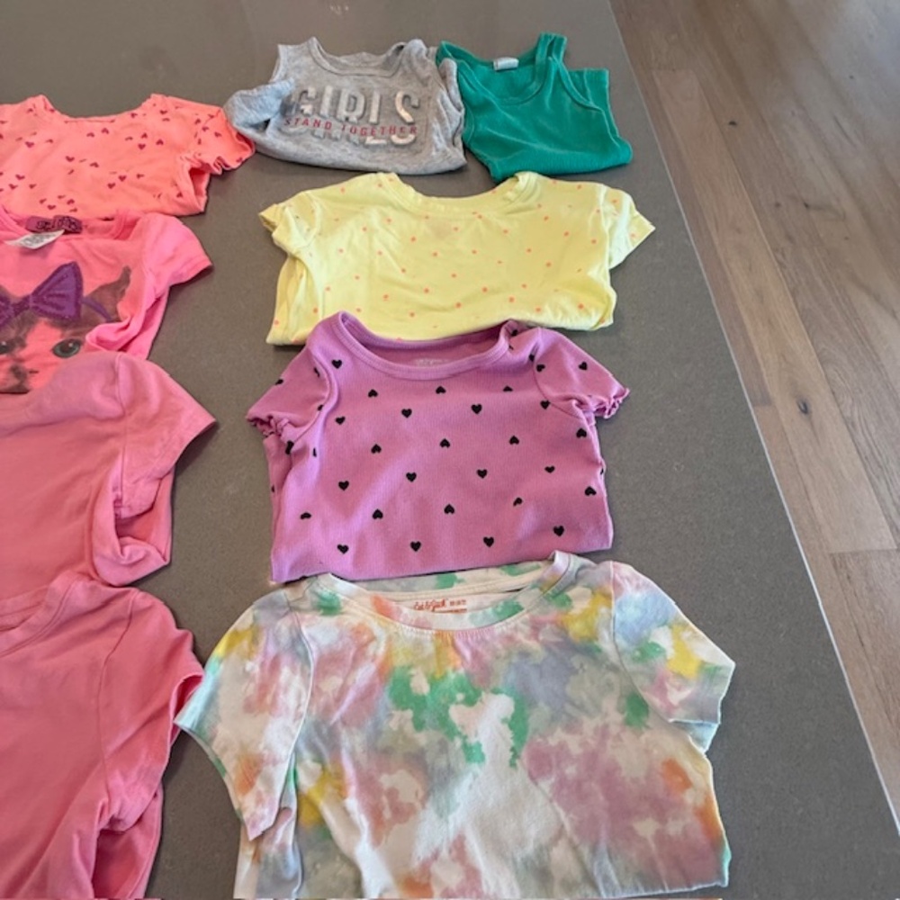 Bundle 12 Little Girl Short Sleeve (10) &  Sleeveless (2) Cotton XS T-Shirts & S - Picture 3 of 6